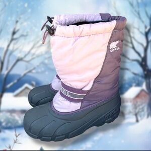 Sorel Pink Mauve/Purple & Grey Insulated Insert Winter Snow Boots 6 VGUC
